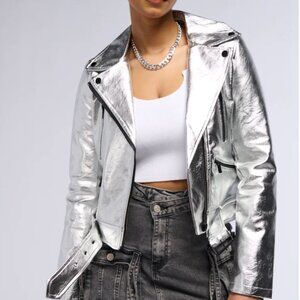 Silver Metallic Moto Jacket